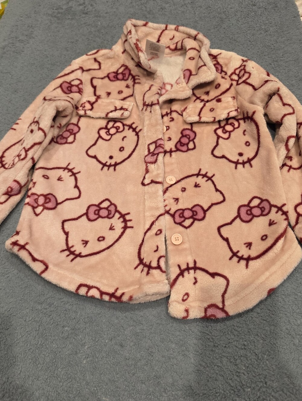 Hello Kitty Fleece Button Down Girls Sz Small Sweatshirt
